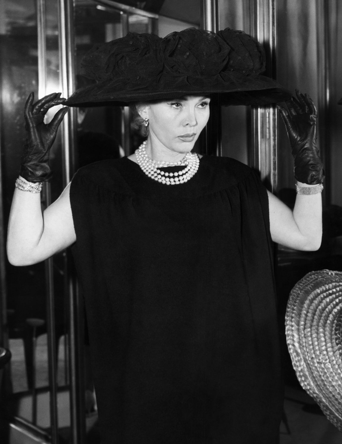 Actress Zsa Zsa Gabor Posing Hat